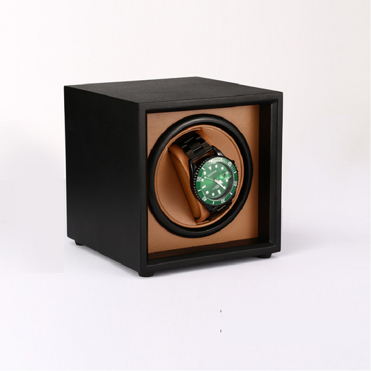 Matte Lacquer Watch Winder with Brown Interior - OK Magnify