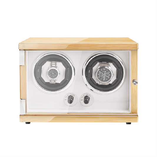 Double Watch Winder with Oak Veneer - OK Magnify