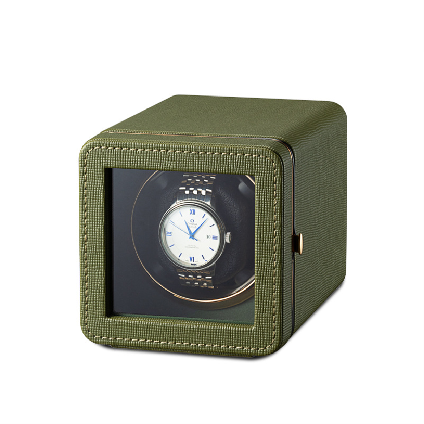 Watch Winder in Green Leather - OK Magnify