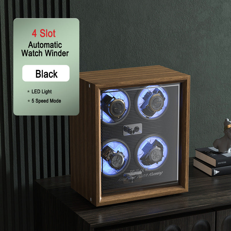 Black Walnut Veneer Quad Watch Winder - OK Magnify