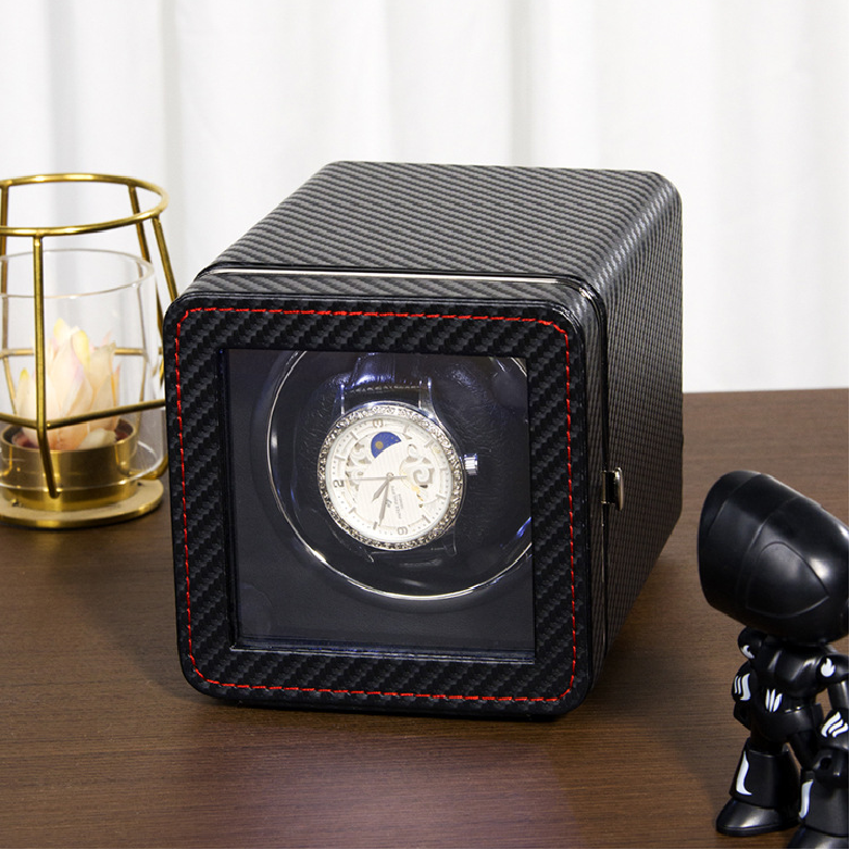 Watch Winder in Black Carbon Fiber - OK Magnify