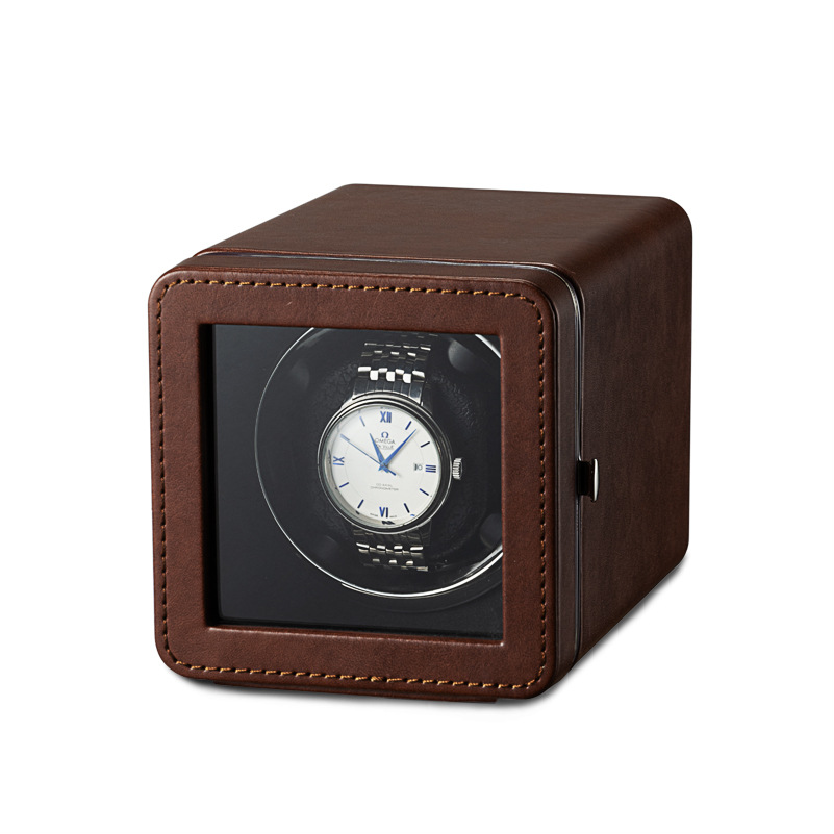 Watch Winder in Brown Leather - OK Magnify