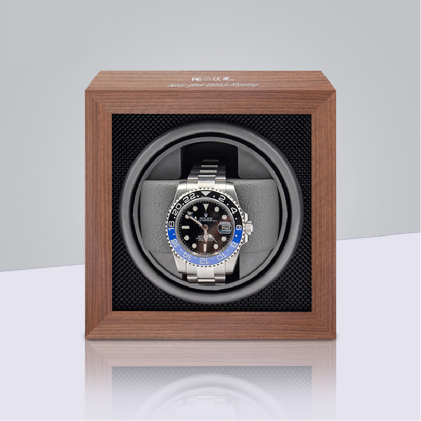 Black Walnut Veneer Watch Winder - OK Magnify